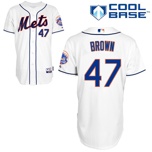 Andrew Brown #47 MLB Jersey-New York Mets Men's Authentic Alternate 2 White Cool Base Baseball Jersey